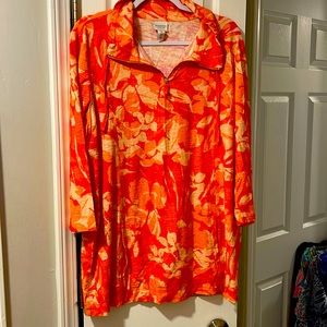 Adorable peach/orange 100% cotton pullover by chicos
